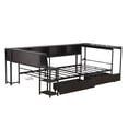thumbnail image 5 of Noble House Heliox Full Reversible Corner Bed Frame with Bookcase and Drawers, LED Light, Charging Station, Black, 5 of 8
