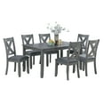 thumbnail image 2 of JERFIT 7-Piece Gray Dining Set with Cross-Back Chairs and Cushioned Seats, Modern Farmhouse Kitchen Table for 6, 2 of 4