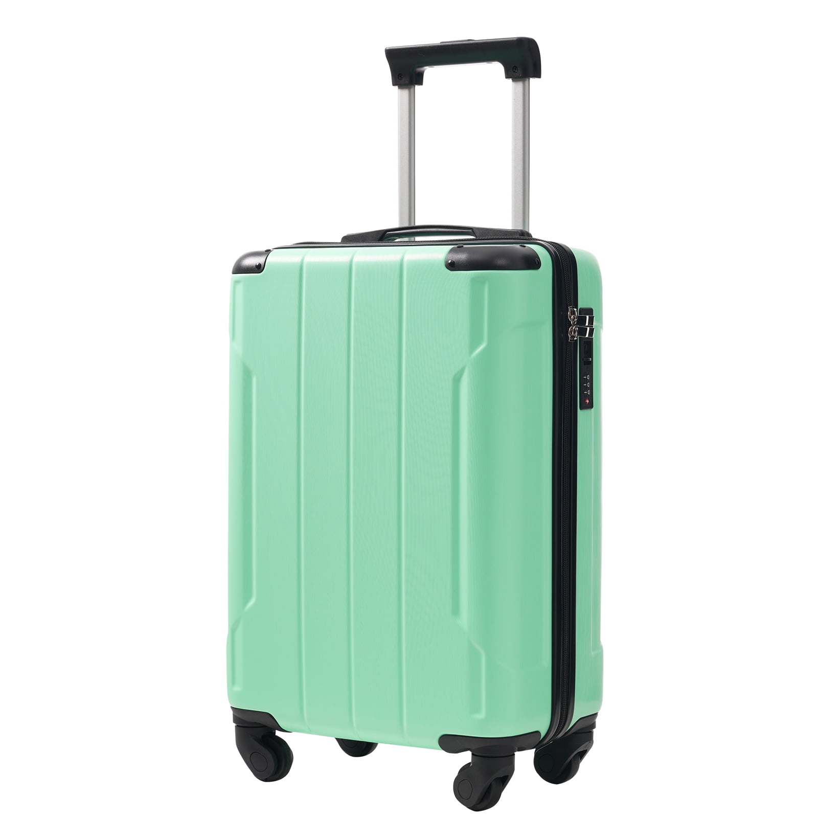 20-Inch Hardshell Carry-On Luggage, Lightweight Durable ABS Suitcase with Spinner Wheels, Built-in TSA Lock, 2 Packing Cubes, Creamy Green