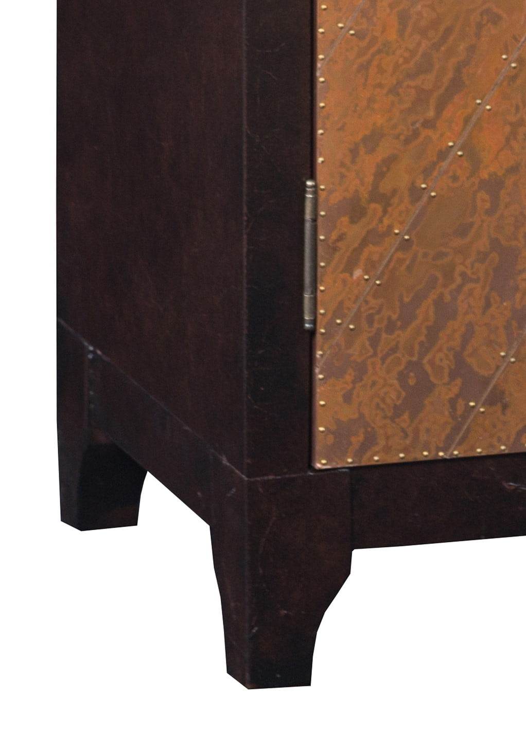 HomeFare Copper Chevron Door Bar Wine Cabinet Brown
