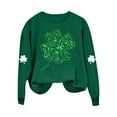 thumbnail image 5 of Ohufall St Patricks Day Shirt Women Crewneck Sweatshirt Shamrock Long Sleeve Shirt Irish Lucky Four Clover Sweater Spring Pullover Tops, 5 of 5