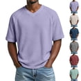 thumbnail image 7 of Chiccall Plus Size Summer T Shirts for Men Casual Texture Knitted Tee Loose Soft Breathable V Neck Pullover Tops 2026 Trendy, 7 of 7