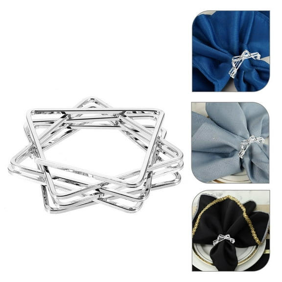 WHAMVOX  Napkin Rings Serviette Paper Buckles Women Party Rustic Silver