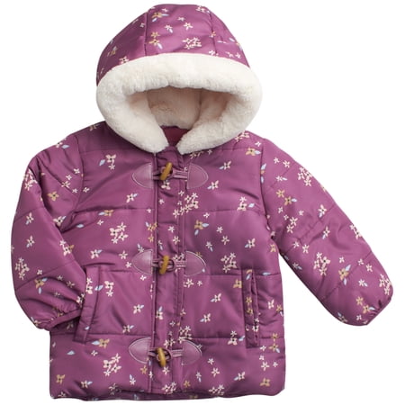 Jessica Simpson Baby Girls' Winter Jacket - Quilted Fleece Lined Puffer Jacket Sherpa Hood Parka Coat for Baby Girls (12M-4T)