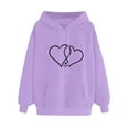 thumbnail image 2 of Baqcunre Sweaters For Women Women's Solid Color Long Sleeved Love Printed Hooded Sweater Women Sweatshirt Fall Outfits Women Trendy Purple S, 2 of 4