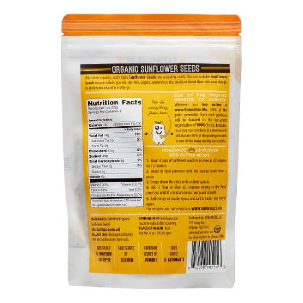 Karmalize.Me Organic Sunflower Seeds, 6 Oz