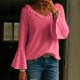 thumbnail image 1 of HongQid Women's Casual V Neck Tiered Ruffle Bell Long Sleeve Blouse Shirt Tunic Top, 1 of 3