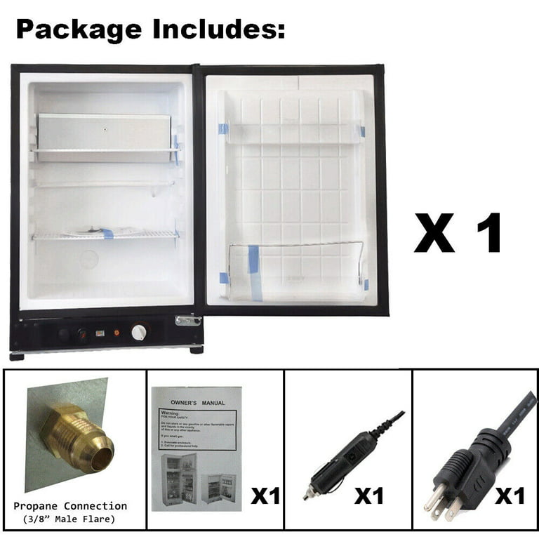 Smad RV Refrigerator 12v and Propane 2.1 Cu.Ft Mini Fridge 110V/LPG Gas  Small Compact Refrigerador for RV Truck Camping Black - THT Holdings