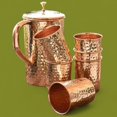 thumbnail image 3 of 100% Pure Copper Tumbler Jug Pitcher and Copper Tumbler Glass Set Of 7 Ayurveda Yoga, 3 of 5