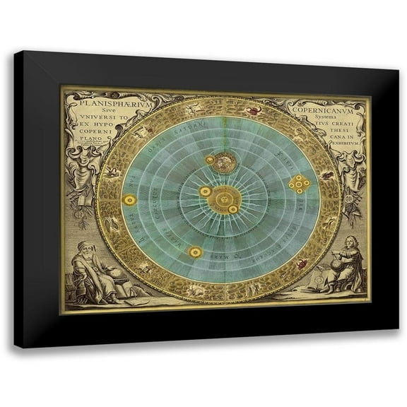 Cellarius, Andreas 14x12 Black Modern Framed Museum Art Print Titled - Maps of the Heavens: Planisphaerium Copernicanum
