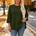 thumbnail image 5 of SuTry Plus Size Women's Sweatshirt Crew Neck 3/4 Sleeve Quilted Pullover with Curved Hem for Casual Fall Days and Cozy Lounging, 5 of 8
