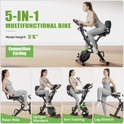 Exercise Bike,5 in 1 Foldable Stationary Bike,16 Level Magnetic Resistance,330 LB Capacity,Low Noise Home Office Indoor Cardio Equipment