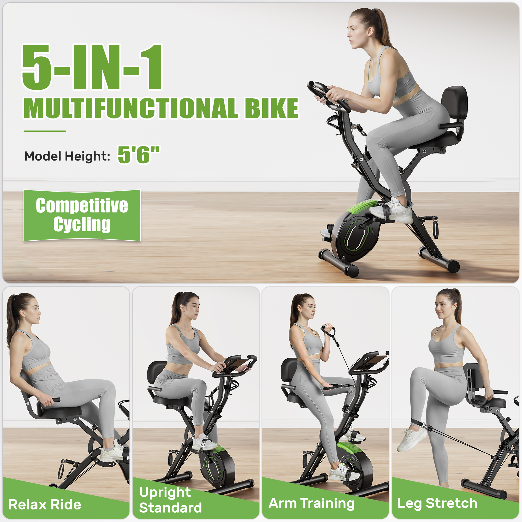 Forgemus 5-in-1 Foldable Exercise Bike 330lbs photo 8
