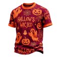 thumbnail image 2 of Halloween Shirts for Men Short Sleeve Horror Ghost Pumpkin Graphic Tshirts Vintage Crew Neck Spooky Season Tee, L, 2 of 5