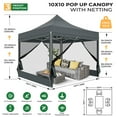 thumbnail image 4 of HOTEEL 10x10 Heavy Duty Canopy Tent, Pop up Canopies with Netting Screened ,Waterproof Ez up Canopy with Sidewalls, Outdoor Instant Party Tent for Backyard,Gray, 4 of 9