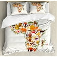 thumbnail image 1 of African Duvet Cover Set King Size, Africa Travel Map Plan Traditional Objects Continental Ethnic Culture Arts Craft Print, Decorative 3 Piece Bedding Set with 2 Pillow Shams, Multi, by Ambesonne, 1 of 3