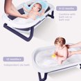 thumbnail image 6 of PUEDO Foldable Baby Bathtub, Portable Travel Newborn Infant Toddler Bath Tub with Thermometer & Toys, Blue, 6 of 9