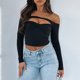 thumbnail image 1 of Haut Moulant Señoras Bodycon Top Slim Fit Sexy Túnica Top Hollow Out Navel Exposed Daily Outfit Ygjytge Negro S para Mujer, 1 of 6