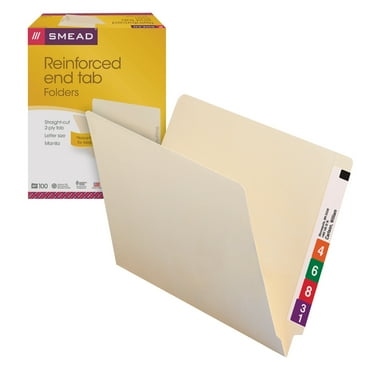 Heavyweight Manila End Tab Folders 9.5" Front, Straight Tab, Letter Size, 100/Box