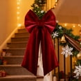 thumbnail image 4 of 35.4x17.7 Inch Giant Red Velvet Christmas Bow, Extra Large Vintage Style Bow for Tree Topper and Wreath Decor, Outdoor Indoor Holiday Party Supplies (1PC-Dark Green), 4 of 6