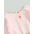 thumbnail image 6 of Wassery Infant Baby Girls Rompers 6M 12M 18M 24M Newborn Girl Flower Embroidery Drawstring Knit Jumpsuit Long Sleeve Round Neck Bodysuits Fall Casual Clothes, 6 of 8