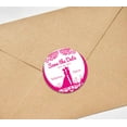 thumbnail image 6 of Darling Souvenir Round 45 Pcs Wedding Couple Save The Date Stickers Personalized Bride Groom Names And Date Envelope Seals - Fuchsia Pink, 6 of 7