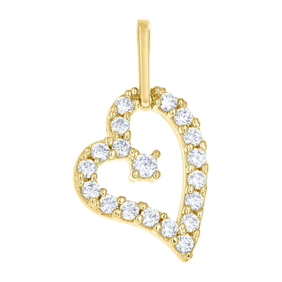 10k Yellow Gold Womens Cubic Zirconia CZ Love Heart Charm Pendant Necklace 21.5x12.70mm Wide Pendant for Women