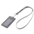 thumbnail image 2 of Portatarjetas de identificación de cuero real Hugo con llavero correa de cordón de cuello vertical gris, 2 of 9