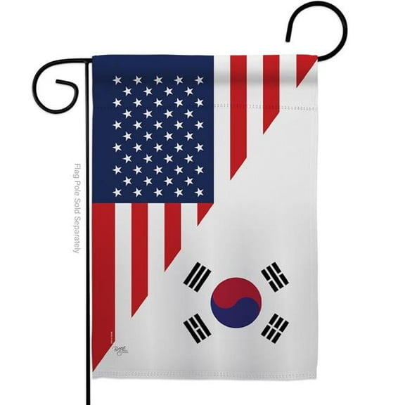 Breeze Decor G158438-BO US Korea Friendship Garden Flag Regional 13 x 18.5 in. Double-Sided Decorative Vertical Flags for House Decoration Banner Yard Gift