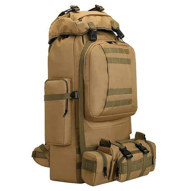 Mochila de Senderismo y Camping HongXingHai 100L Impermeable (Caqui-C)