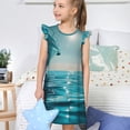 thumbnail image 4 of Balery Turquoise Ocean Reflection Camisón de princesa para niñas, pijama de algodón con mangas abullonadas, suave y bonito.-Large, 4 of 6
