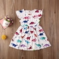 thumbnail image 3 of Xingqing Bambin Bébé Filles Manches Courtes Dinosaure Imprimé Col Rond Robe, 3 of 9