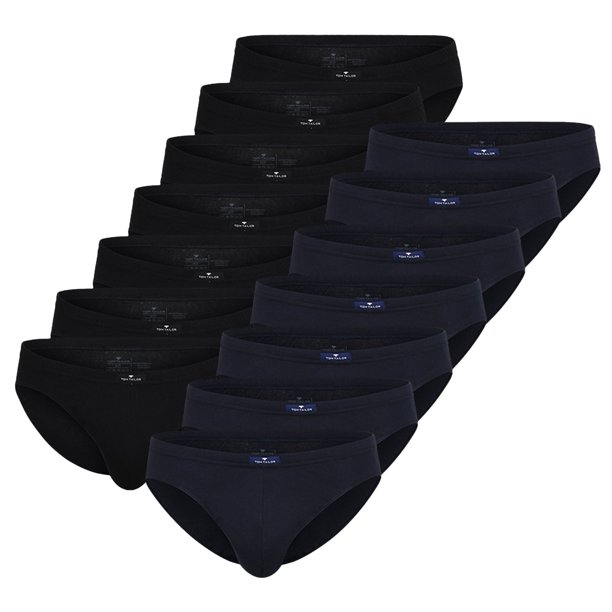 TOM TAILOR Calzoncillos para hombres, paquete de 14 - Mini-Slip, calzoncillos, algodón puro, jersey, lisos Azul/negro L (Large)