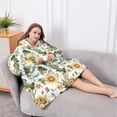 thumbnail image 5 of Oversized Wearable Blanket Hoodie,Leaf Orange Flower Corn Sunflower Pattern Sherpa Blanket Hoodie with Super Pockets,Super Warm Fuzzy Pullover for Women & Men, 5 of 6