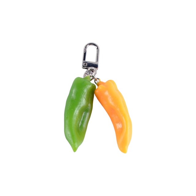 Qarigey Cadena anillo moda Chilli puerta de casa llavero titular portátil bolso billetera colgante joyería mujer hombre Accesorios de disfraces Verde amarillo Qarigey AP014271-03