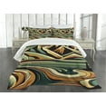 thumbnail image 3 of Ambesonne Lake Quilted Bedspread Set 3 Pcs, Mountain Landscape Mid Century, King Size, Orange Almond Green, 3 of 5