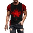 thumbnail image 2 of Jinhomg Mens Canadian Flag Patriotic Shirt Casual Short Sleeve Canada Day T-Shirts Lightweight Comfy Crew Neck Holiday Pullover Wine L, 2 of 5