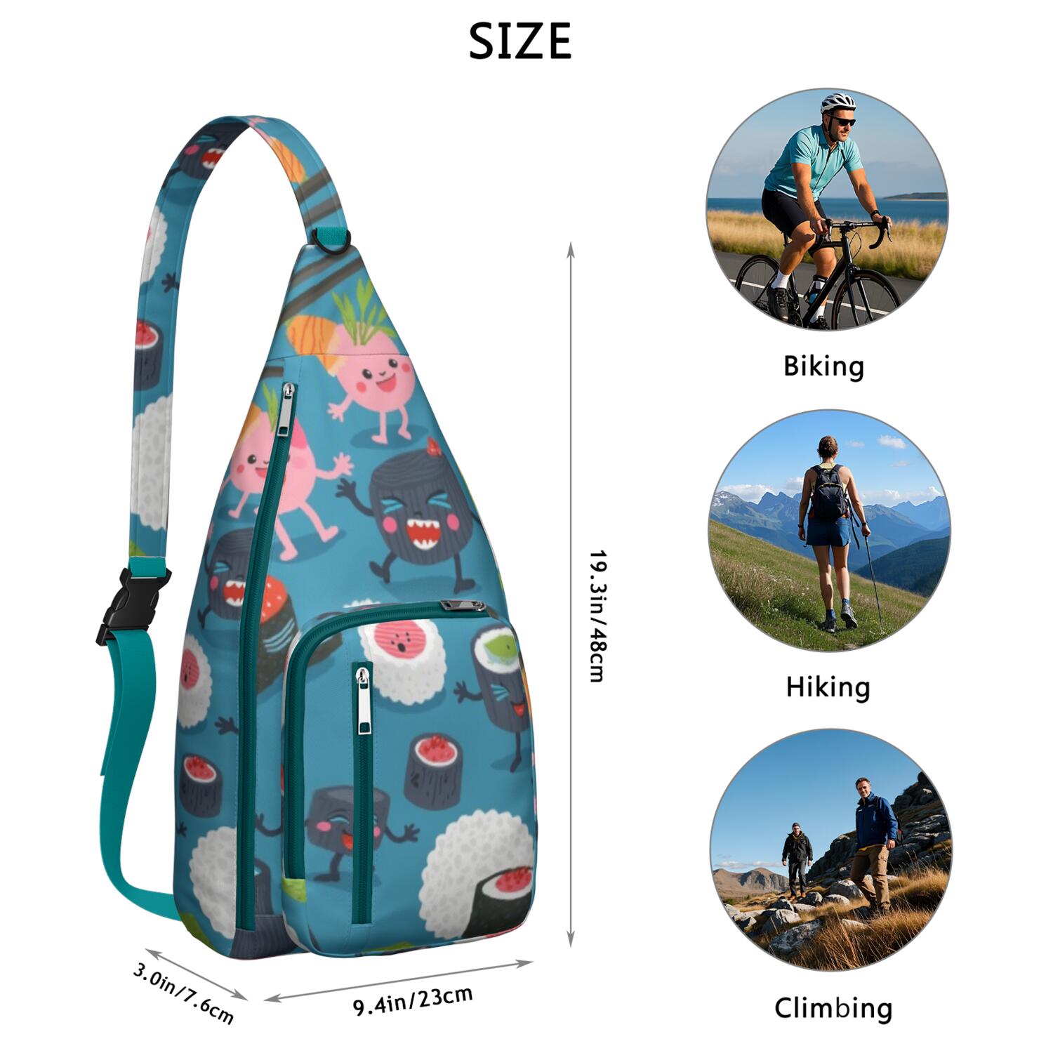 Sling Backpack for Men with Adjustable Shoulder Strap Shoulder Backpack Hiking Sling Backpack Travel Hiking Daypacks Sushi