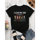 thumbnail image 2 of Women's Casual Short Sleeve Round Neck T-Shirt With 'I Love My Job For All The Reasons' Graphic PrinCamisetas para mujer, lindas camisetas con estampado gráfico, de manga corta, estilo casual, para ve, 2 of 8