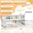 thumbnail image 3 of PORKISS Full Floor Bed Frame with Bookcase and Fence, Wood Kids Floor Bed with Storage Shelves, Montessori Bed, White, 3 of 12