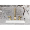 thumbnail image 3 of Kingston Brass KS8927KNL Convergent Two-Handle 3-Hole Deck Mount Widespread Bathroom Faucet with Knurled Handle and Brass Pop-Up in Brushed Brass, 3 of 7