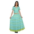 thumbnail image 2 of Moomaya Printed Cold Shoulder Cotton Crop Top Skirt Set Party Wear Ethnic Set, 2 of 6