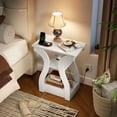 thumbnail image 3 of GVN End Tables Set of 2 with 3 Tiers and Charging Station for Living Room, Nightstand with Open Shelves, White, 3 of 3