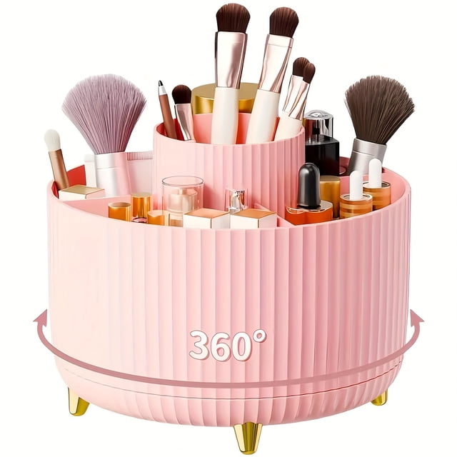Caja de maquillaje ABERZEY con rotación 360° de 5 capas, color rosa