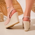 thumbnail image 6 of Miluxas Womens Evening Slingback Buckle Platform Peep Toe Wedge High Heel Pumps Shoes Pink 6(37), 6 of 9