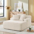thumbnail image 3 of Leumius Chaise Lounge Chair Indoor,Oversized Corduroy Upholstered Boneless Sofa Bed, Modern Deep Seat Sofa with Back Cushion, Pillows, Cozy Sleeper Couch for Living Room, No Assembly Required,Beige, 3 of 10
