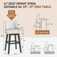 thumbnail image 4 of HomeZeer 26" Bar Stools Set of 2, Swivel Counter Height Bar Stools with Back, Upholstered Bar stools for Kitchen Island, Solid Wood Legs Bar Chairs with Footrest for Kitchen Dining Room, White, 4 of 8