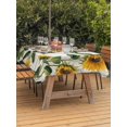 thumbnail image 4 of 52x70 Inch Outdoor Tablecloth with Umbrella Hole Zipper Rectangle Sunflowers Rectangular Tablecloths Outside Waterproof Botanical Floral Leaves Beige Wooden Grain Patio Table Cover for Picnic Party, 4 of 8