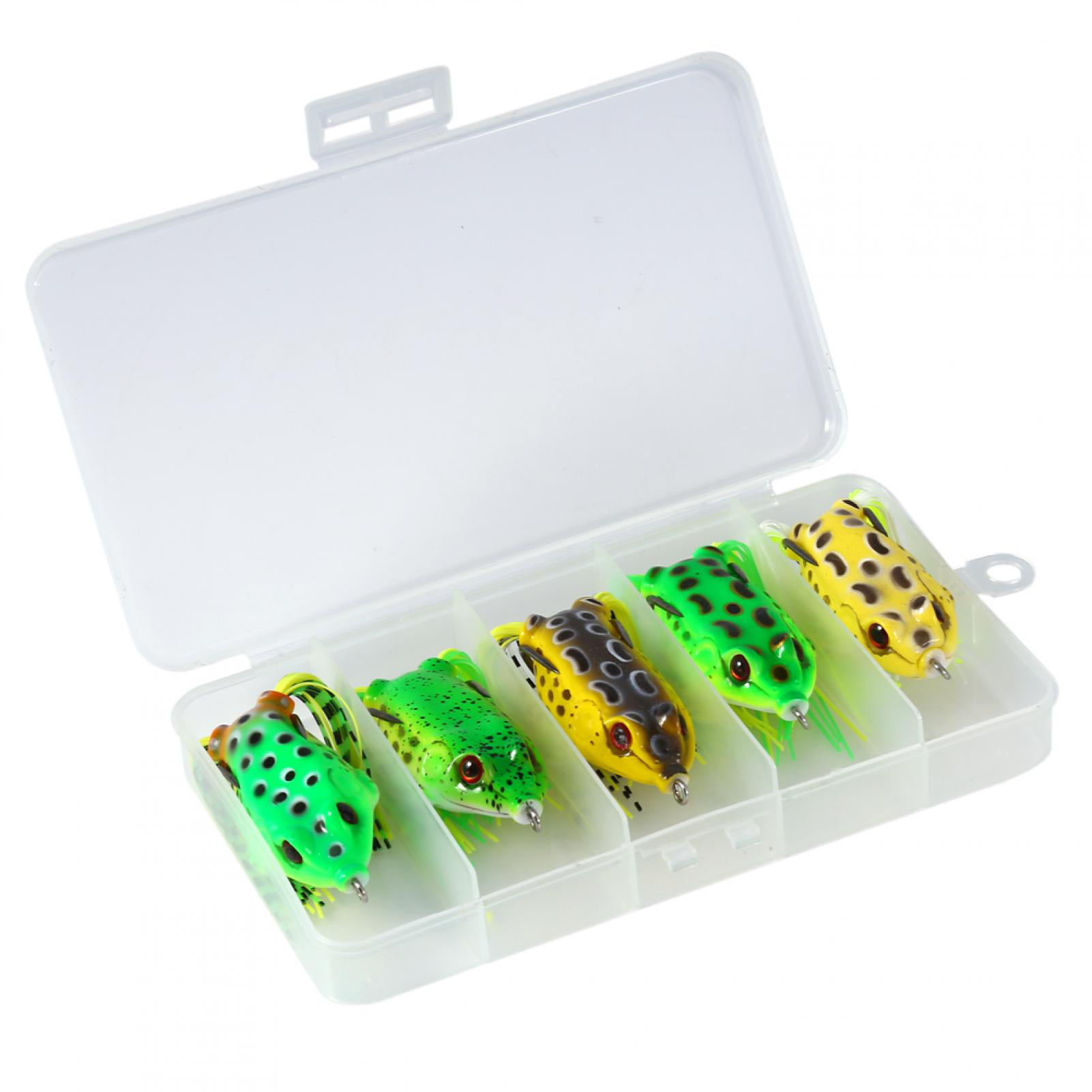 5pcs//Box Bionic Frog Baits Colorful Fishing Lures Crank Bait Hook Tackle Bait for Outdoor Fishing