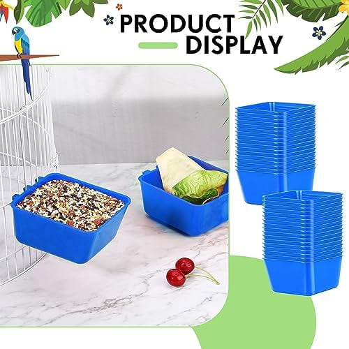 20 Pcs Chicken Water Feeder Cups 16 oz Pigeon Bird Feeder Cups Hanging Cage Chicken Water Cup for Pet Parrot Rooster Parakeet Bunny Gamefowl Poultry Wire Hutch(Blue)